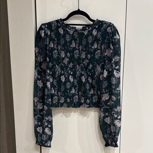 Floral Long Sleeve Top - Green